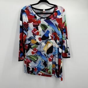 Dolcezza Simply Art Shirt Womens‎ Medium Multicolor Abstract Tunic Top Print